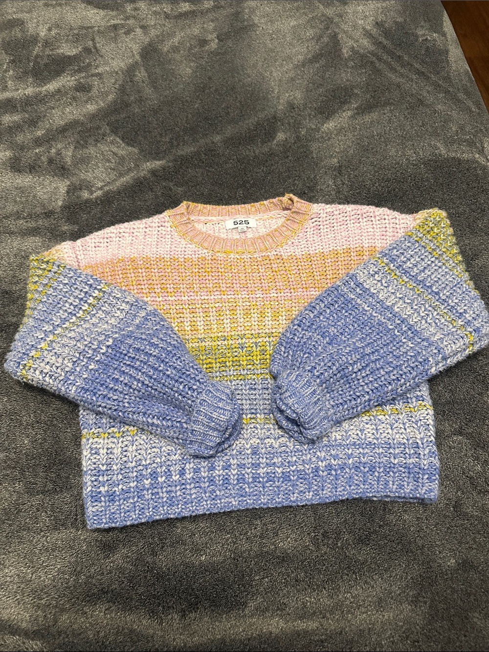 525 America Pastel Stripe Crewneck Sweater in Pink, Yellow & Blue